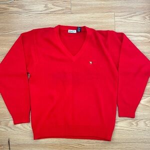 Red vintage Arnold Palmer V neck 90s 100% Lamb wool pullover sweater